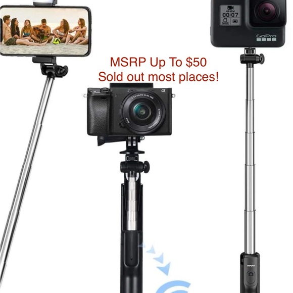 Mpow Other - Mpow selfie stick with remote Bluetooth can hold iPhone pro max and galaxy s20.